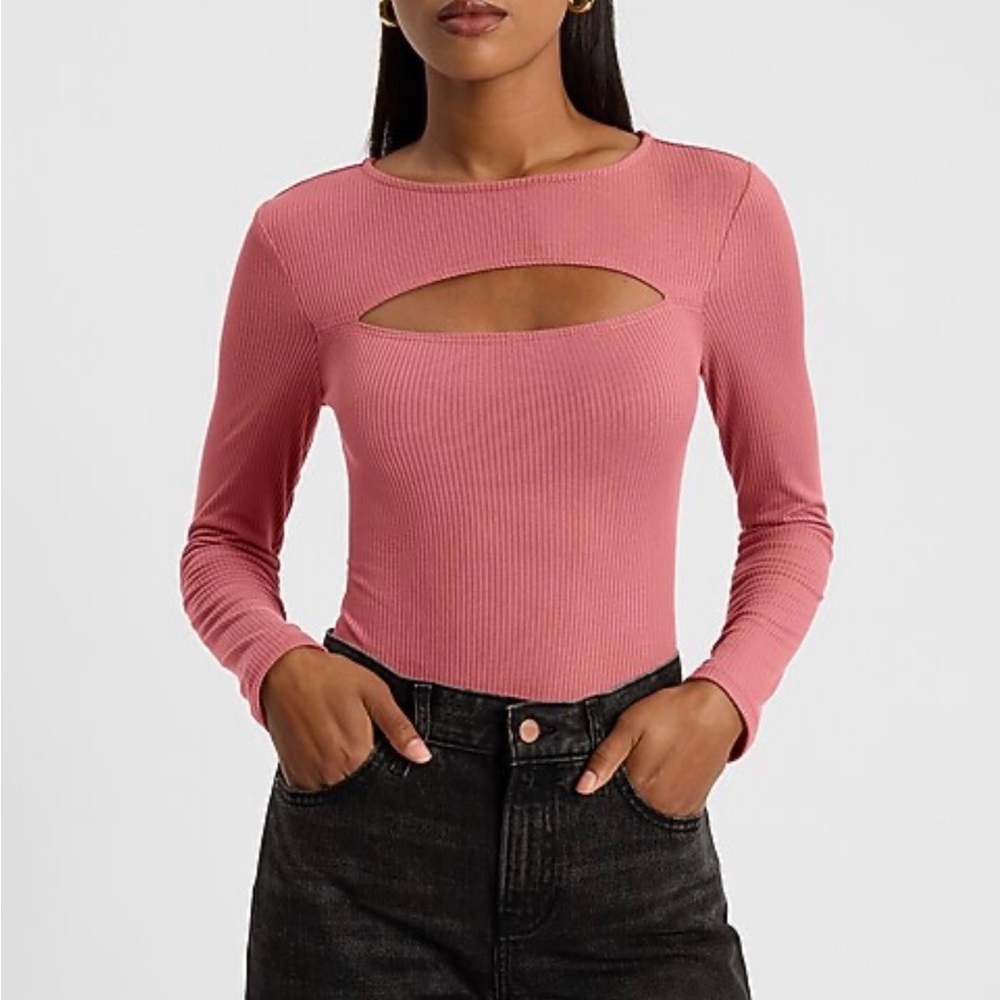Express Mauve Cut-Out Long Sleeve Bodysuit